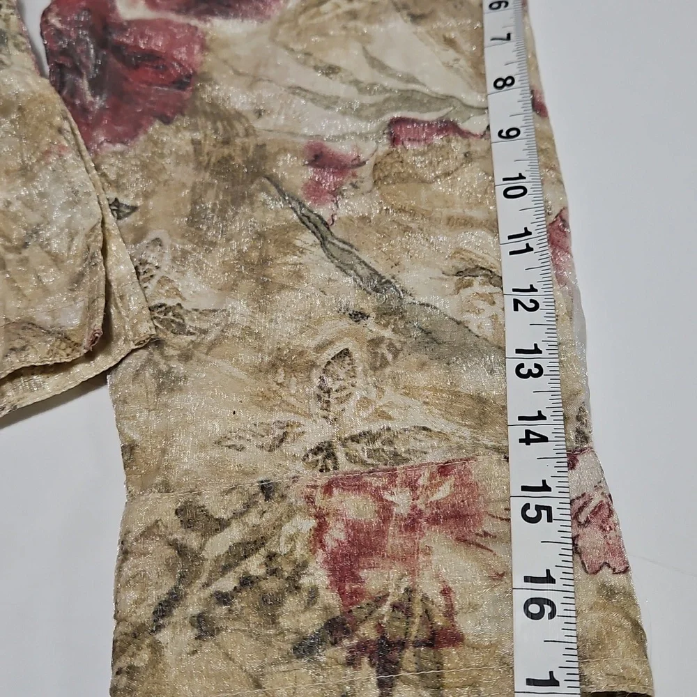 Chico's Design Shimmering Gold Floral Women's Jacket Style Shirt Size 1 #1031 - Picture 14 of 16